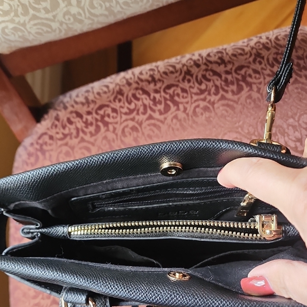 Bebe Black Satchel with Gold Accents Slightly Used Small Size - Picture 3 of 5